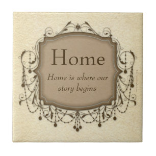 Home, Sentimental Message Chandelier Tile Plaque