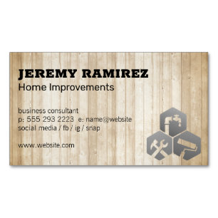 Home Services Icon   Wooden Boards Magnetic Business Card