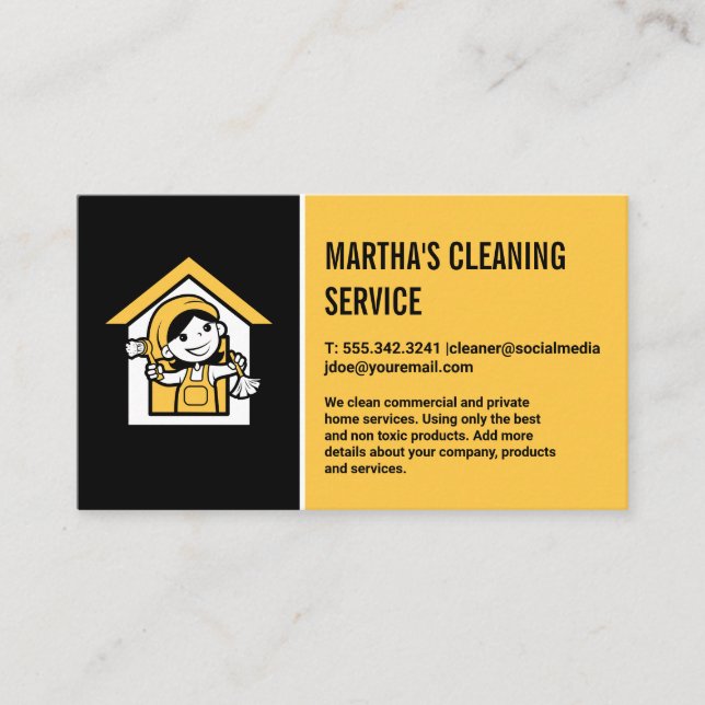 Home Services | Maid Cleaning Logo Business Card (Front)