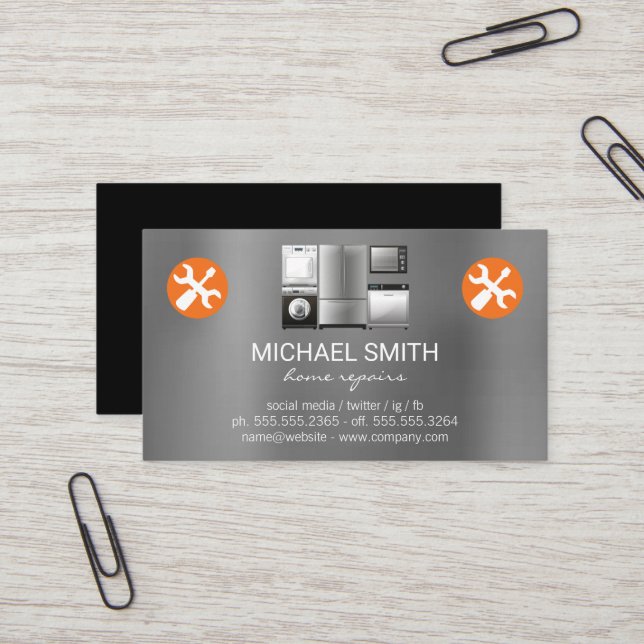 Home Services Repair | Hardware Tools | Appliances Business Card (Front/Back In Situ)