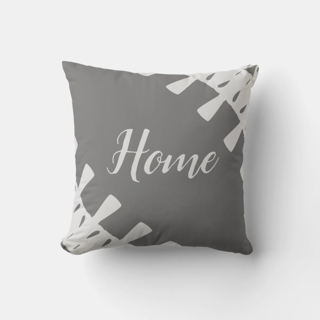 Home Silver and Grey Throw Pillow (Front)