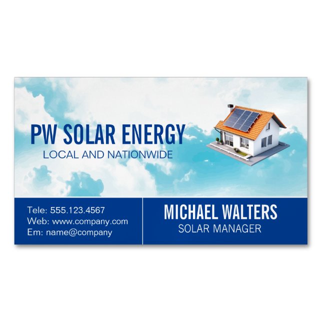 Home Solar | Clean Energy Power Magnetic Business Card (Front)