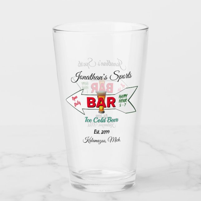 Home Sports Bar Beer Soda Tumblers Glasses (Front)