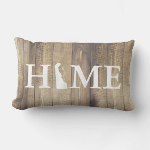 Home State Delaware Rustic Wood Family Name Lumbar Pillow