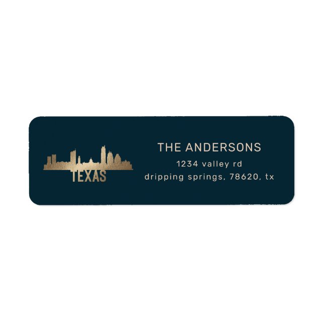 home state gold foil family return address label (Front)