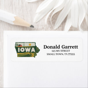 Home State Iowa Retro Colour Address