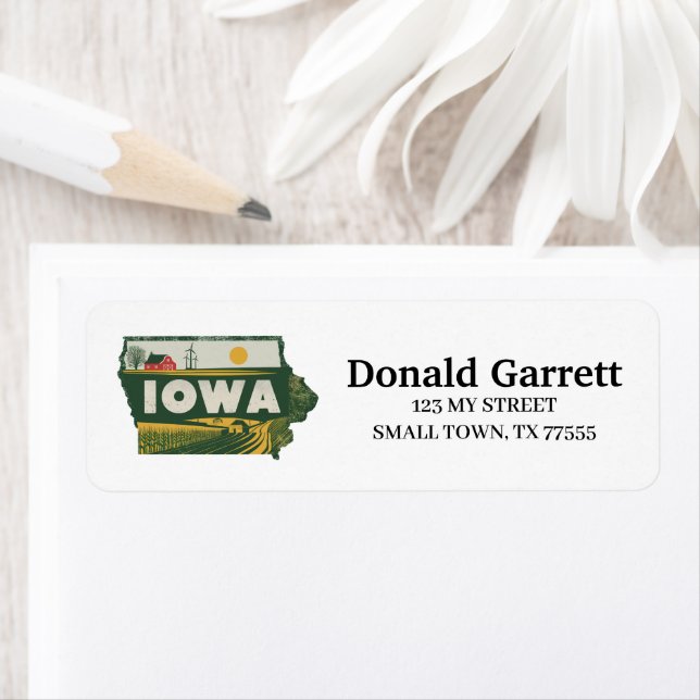 Home State Iowa Retro Colour Address (Insitu)