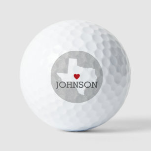 Home State Map Art - Custom Name Texas Golf Balls