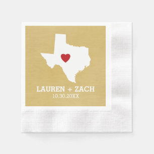 Home State Map Art - Custom Wedding Texas Napkin