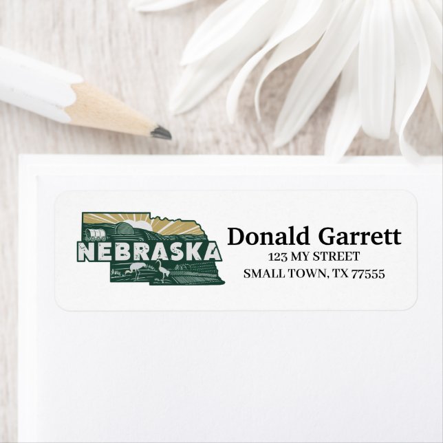 Home State Nebraska Retro Colour Address (Insitu)
