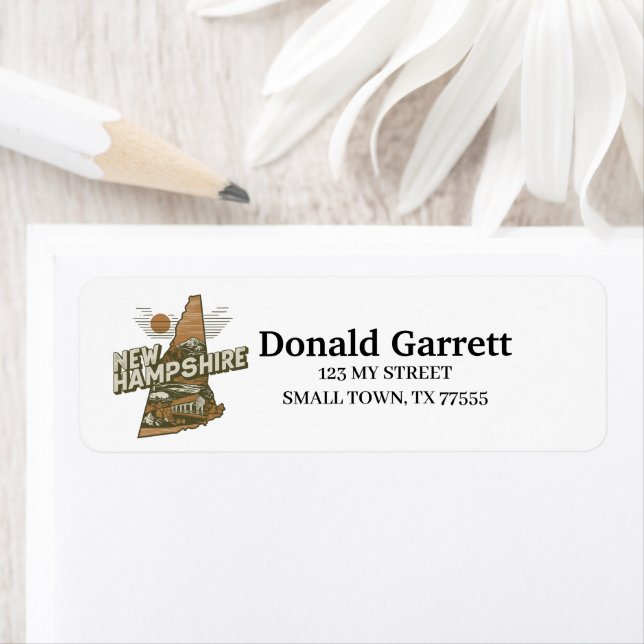 Home State New Hampshire Retro Color Adresse (En situation)