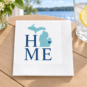 Home State of Michigan Aqua City Heart Napkin