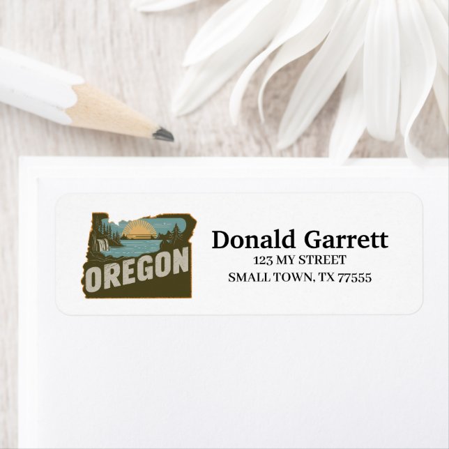 Home State Oregon Retro Colour Address (Insitu)