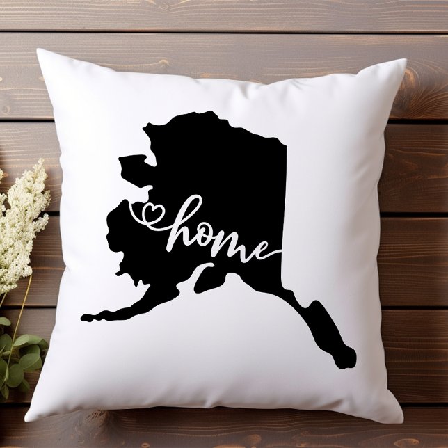 Home State Outline Heart Alaska  Throw Pillow (Creator Uploaded)