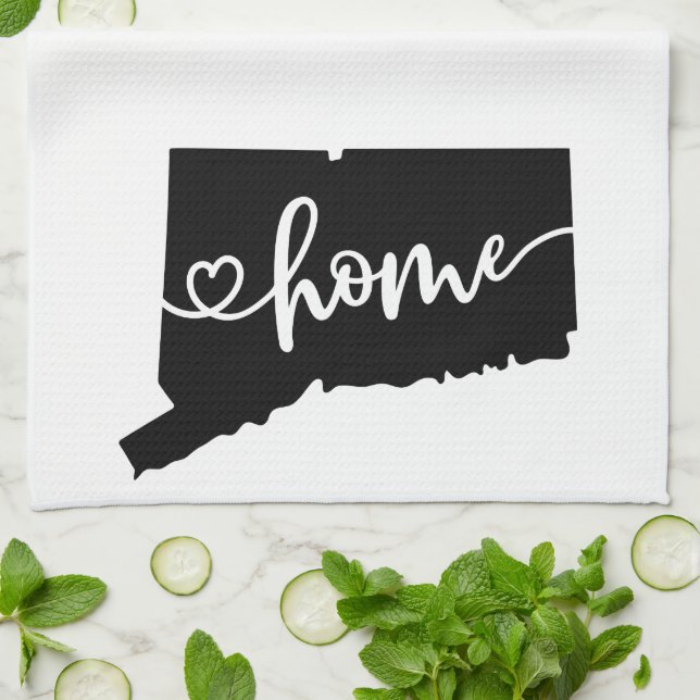 Home State Outline Heart Connecticut Serviette de  (Plié)