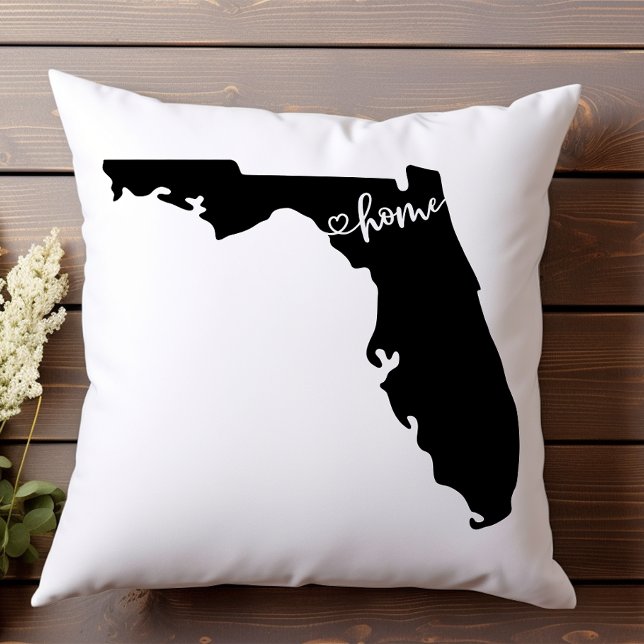 Home State Outline Heart Florida  Throw Pillow (Creator Uploaded)