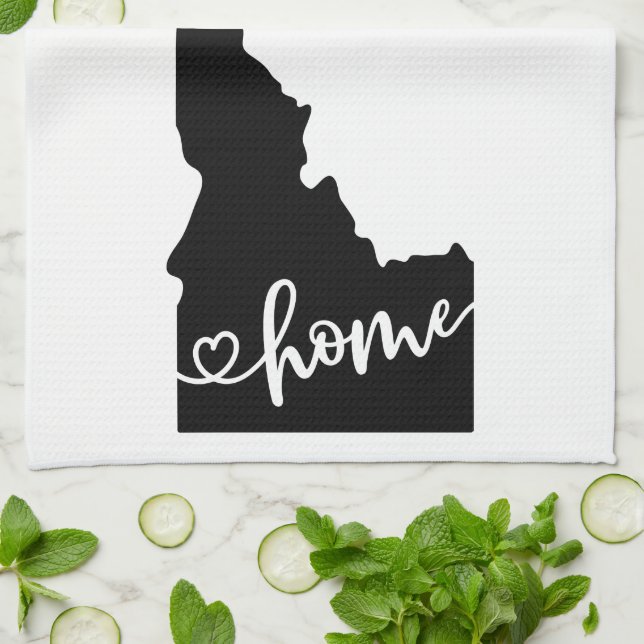 Home State Outline Heart Idaho Kitchen Towel (Folded)