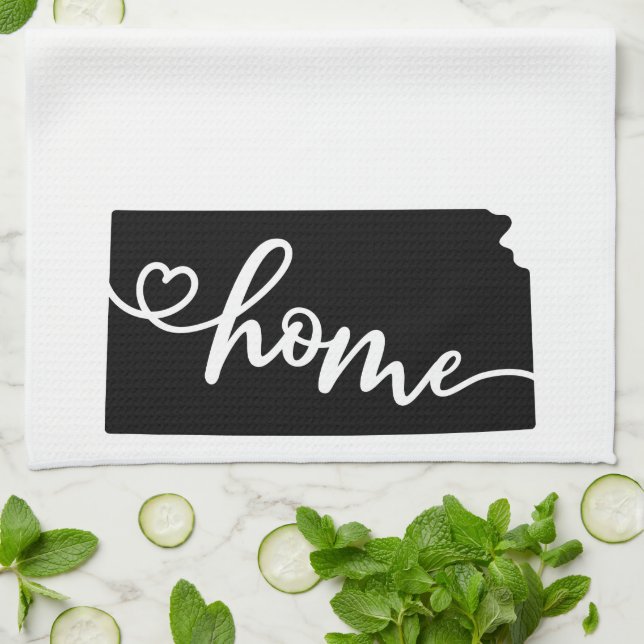 Home State Outline Heart Kansas Serviette de cuisi (Plié)