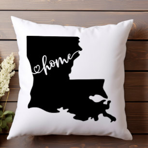 Home State Outline Heart Louisiana  Throw Pillow