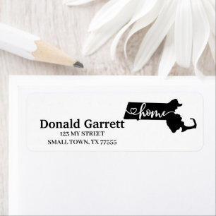 Home State Outline Heart Massachusetts Address