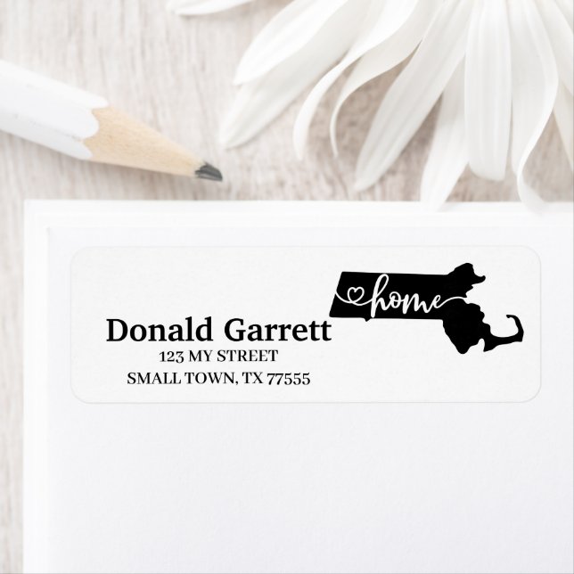 Home State Outline Heart Massachusetts Address (Insitu)