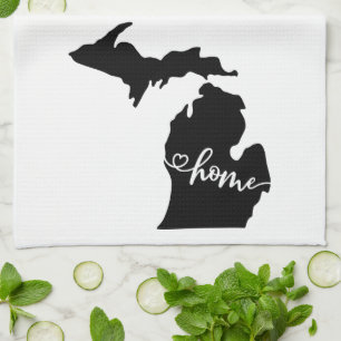 Home State Outline Heart Michigan Kitchen Towel