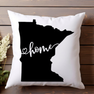 Home State Outline Heart Minnesota Throw Pillow