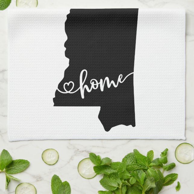Home State Outline Heart Mississippi Serviette de  (Plié)