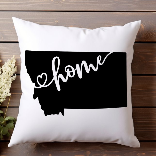 Home State Outline Heart Montana  Throw Pillow (Creator Uploaded)