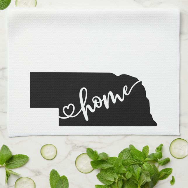 Home State Outline Heart Nebraska Serviette de cui (Plié)