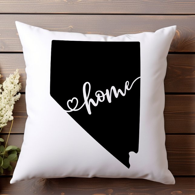 Home State Outline Heart Nevada  Throw Pillow (Creator Uploaded)