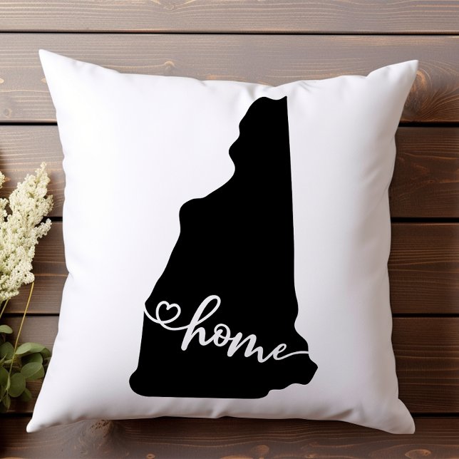 Home State Outline Heart New Hampshire Throw Pillow (Creator Uploaded)