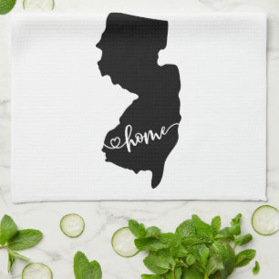 Home State Outline Heart New Jersey Kitchen Towel