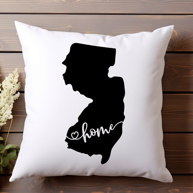 Home State Outline Heart New Jersey Throw Pillow (Creator Uploaded)