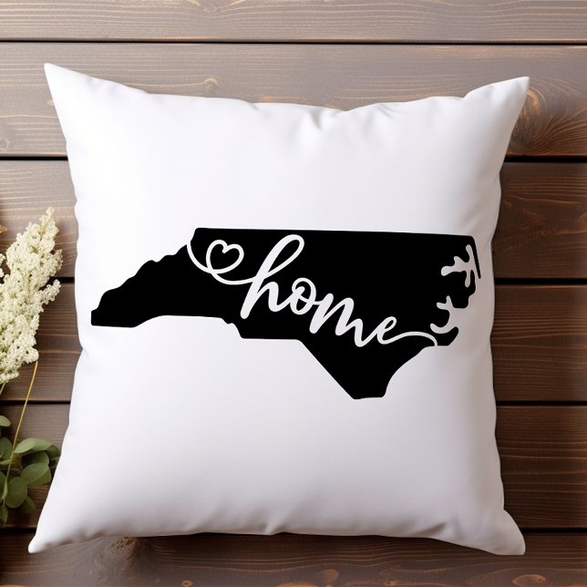 Home State Outline Heart North Carolina Throw Pillow (Creator Uploaded)