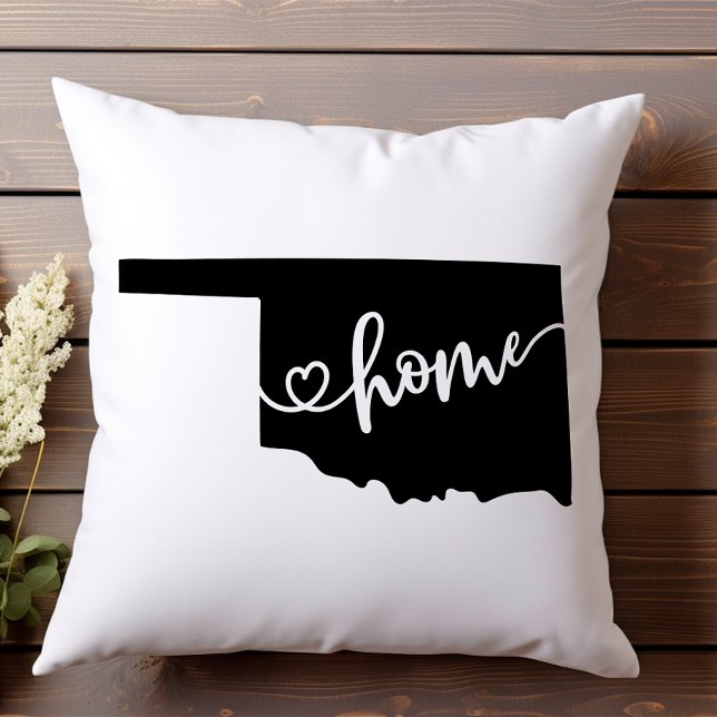 Home State Outline Heart Oklahoma Throw Pillow (Creator Uploaded)