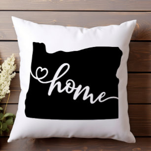 Home State Outline Heart Oregon Throw Pillow