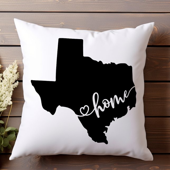 Home State Outline Heart Texas Throw Pillow (Creator Uploaded)