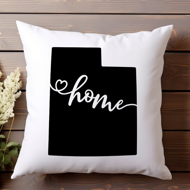 Home State Outline Heart Utah Throw Pillow (Creator Uploaded)