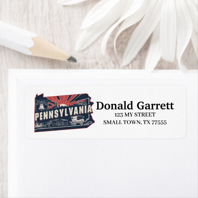 Home State Pennsylvania Retro Colour Address (Insitu)