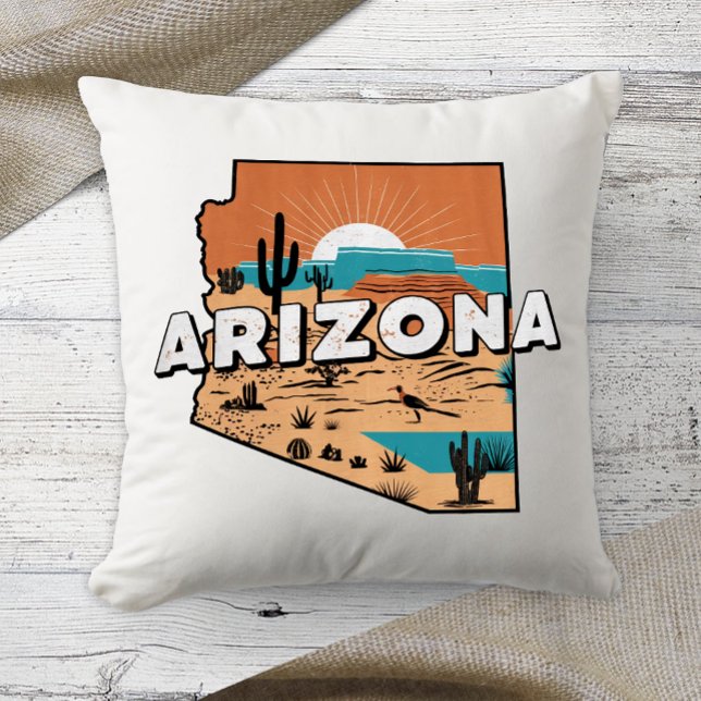 Home State Retro Colour Arizona  Throw Pillow (Creator Uploaded)