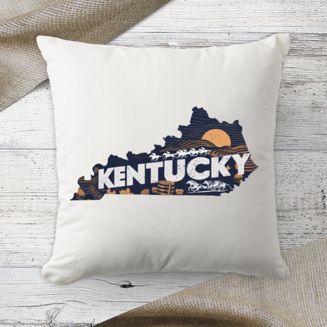 Home State Retro Colour Kentucky  Throw Pillow (Creator Uploaded)