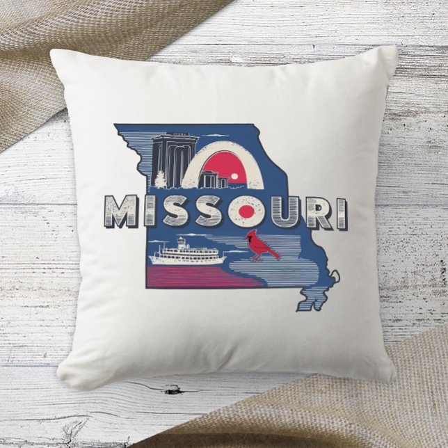 Home State Retro Colour Missouri  Throw Pillow (Creator Uploaded)