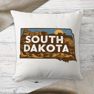 Home State Retro Colour South Dakota Throw Pillow