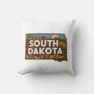 Home State Retro Colour South Dakota Throw Pillow