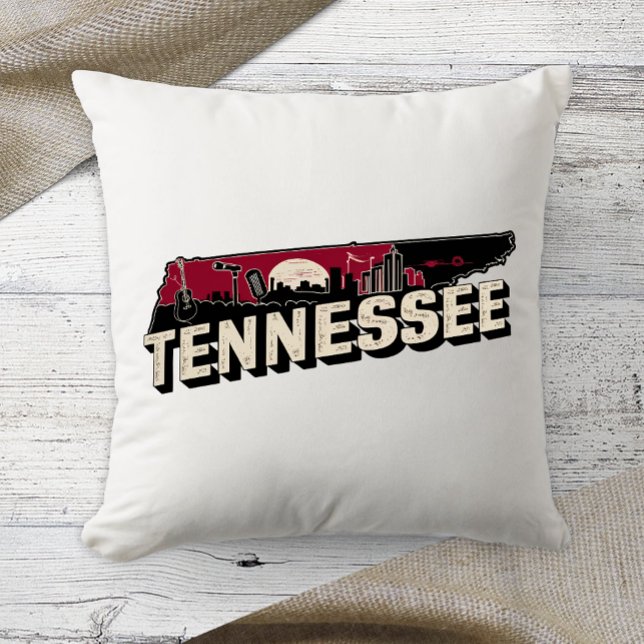 Home State Retro Colour Tennessee  Throw Pillow (Creator Uploaded)