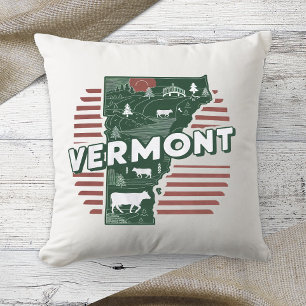 Home State Retro Colour Vermont Throw Pillow