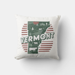 Home State Retro Colour Vermont Throw Pillow