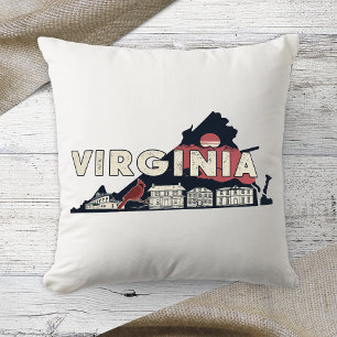 Home State Retro Colour Virginia Throw Pillow