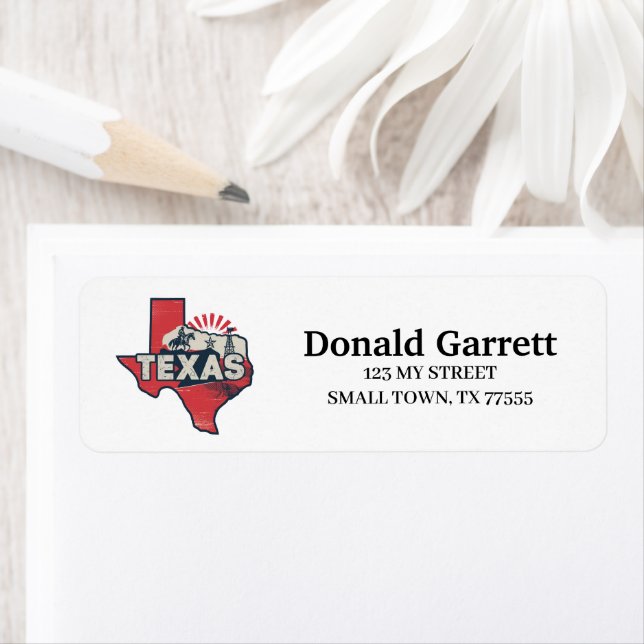 Home State Texas Retro Colour Address (Insitu)